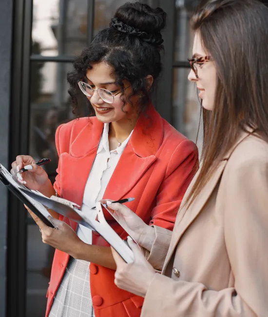 Small business owner reviewing financial information with a CPA